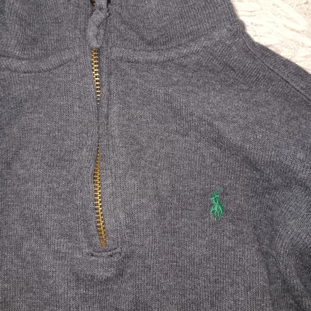 Polo Ralph Lauren Sweater Boys Size 6 Gray Cotton Knit 1/4 Zip